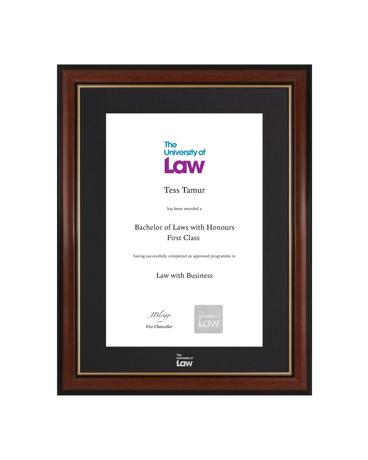 University of Law Embossed Degree / Certificate Display Frame