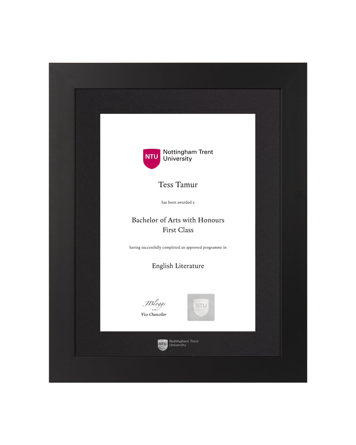 Nottingham Trent University | Branded Certificate Display Frame