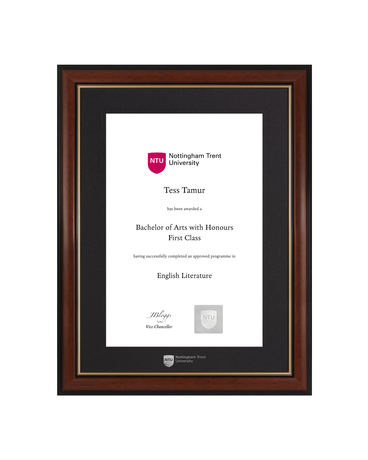Nottingham Trent University | Branded Certificate Display Frame