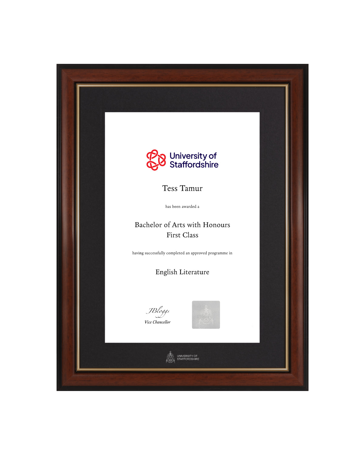 University of Staffordshire | Branded Certificate Display Frame