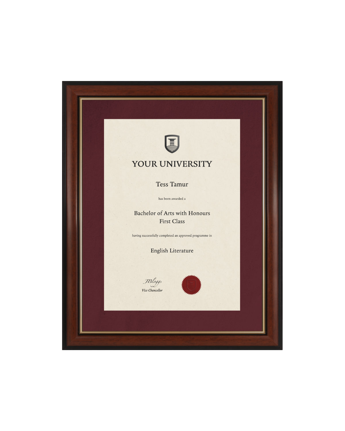 University of Northampton Degree / Certificate Display Frame - Traditional Style