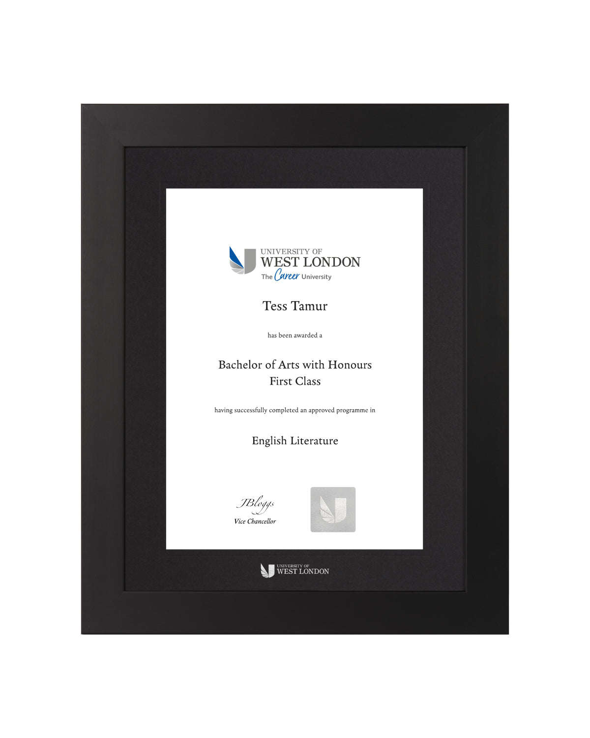 University of West London | Branded Certificate Display Frame