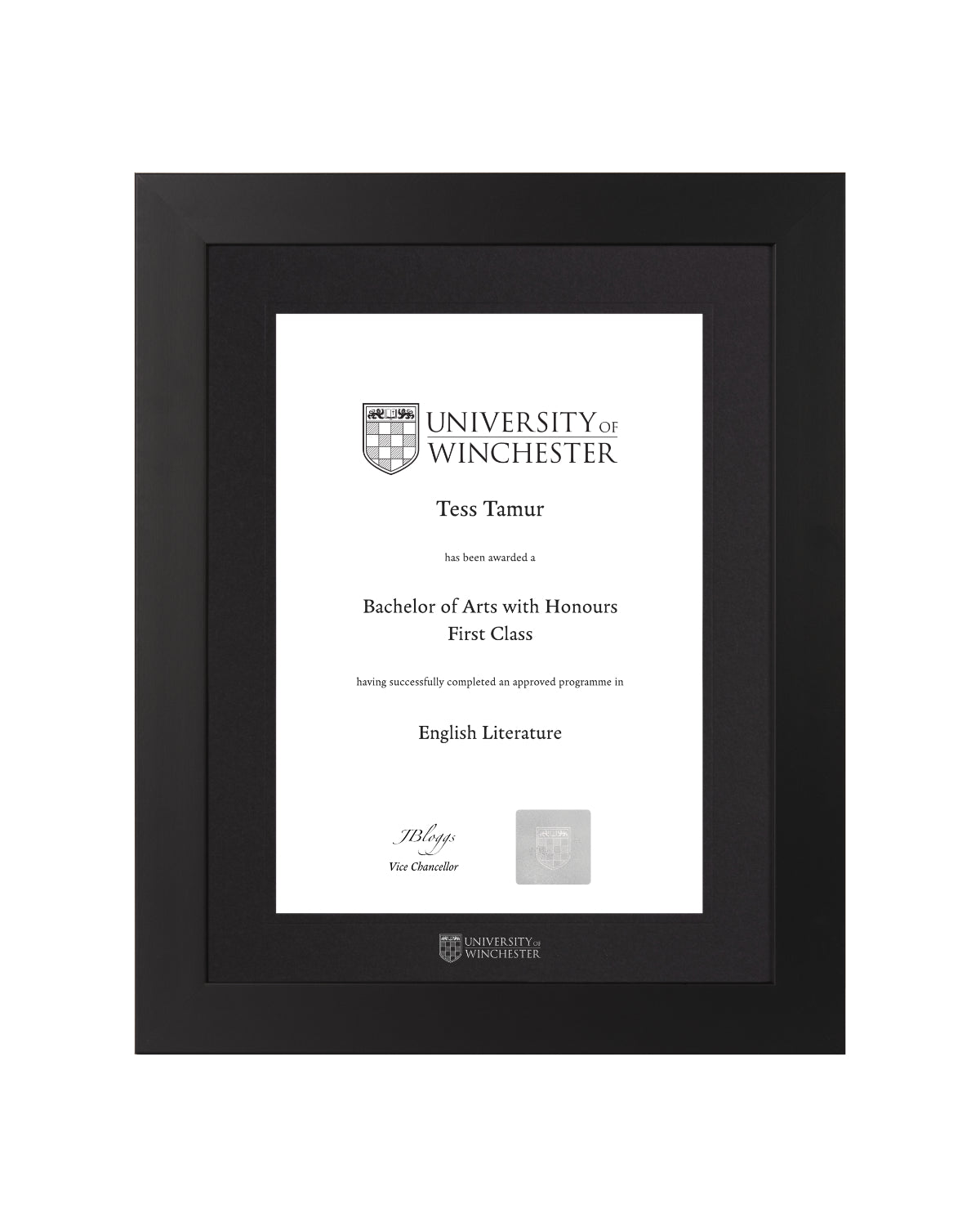 University of Winchester | Branded Certificate Display Frame
