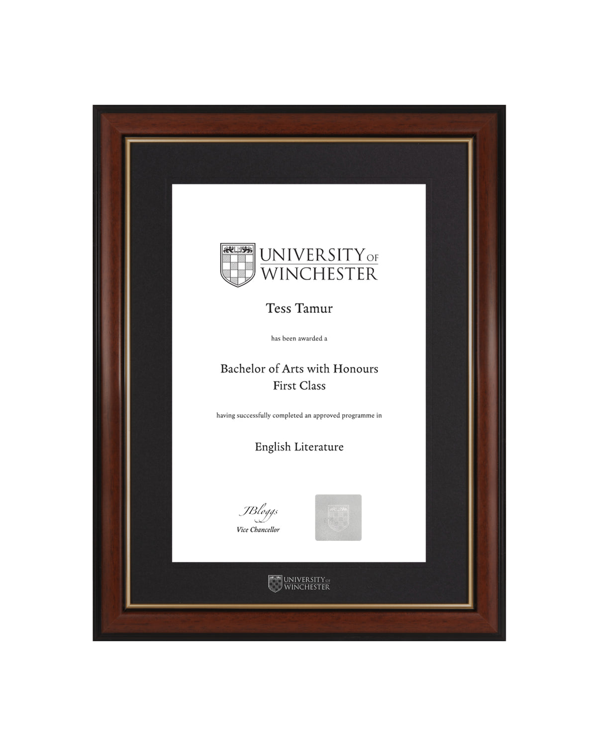 University of Winchester | Branded Certificate Display Frame