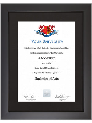 University of Westminster degree / Certificate Display Frame - Modern Style