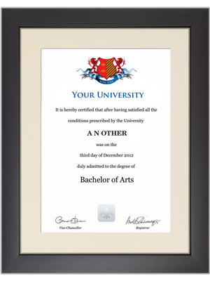 Royal Veterinary College Degree / Certificate Display Frame - Modern Style