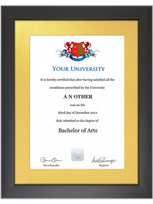 Cardiff University Degree / Certificate Display Frame - Modern Style