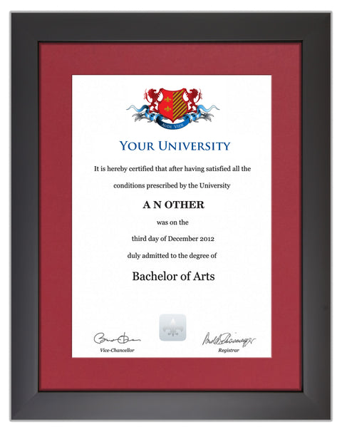 Lancaster University Degree / Certificate Display Frame - Modern Style