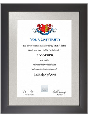 Staffordshire University Degree / Certificate Display Frame - Modern Style