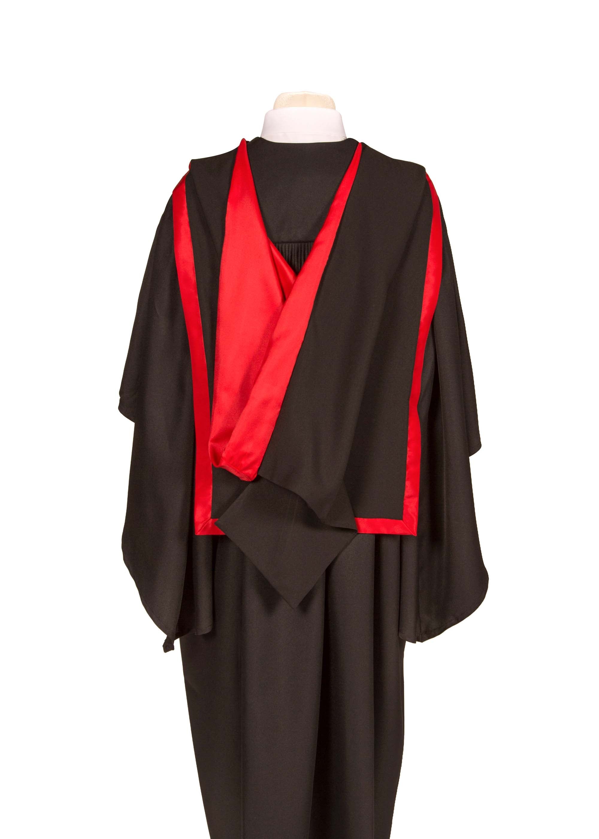 Black and red graduation gown hotsell