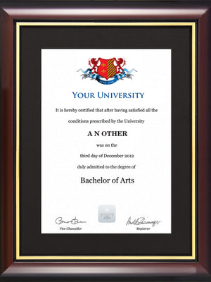 University of Cambridge Degree / Certificate Display Frame - Traditional Style