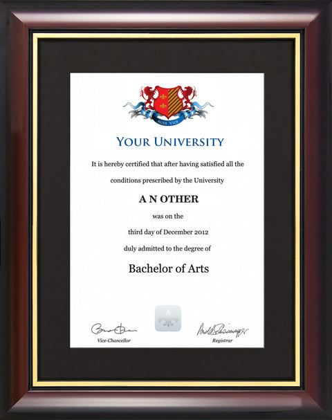 University of East London Degree / Certificate Display Frame - Traditional Style