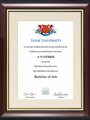 Kingston University Degree / Certificate Display Frame - Traditional Style