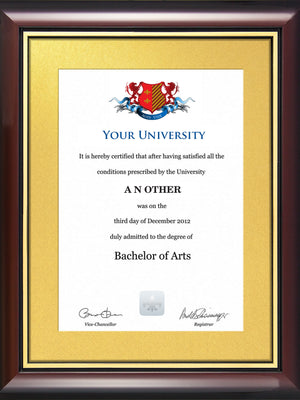 Newcastle University Degree / Certificate Display Frame - Traditional Style