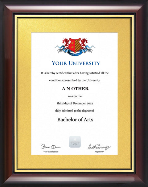 University of Sheffield Degree / Certificate Display Frame - Traditional Style