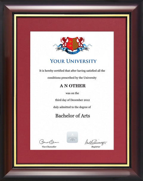 University of Chester Degree / Certificate Display Frame - Traditional Style