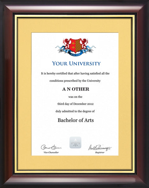 Aberystwyth University Degree / Certificate Display Frame - Traditional Style
