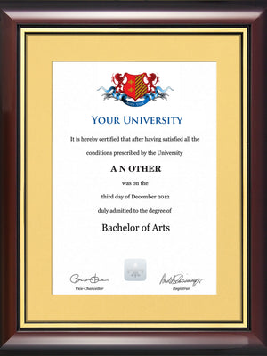 Teeside University Degree / Certificate Display Frame - Traditional Style