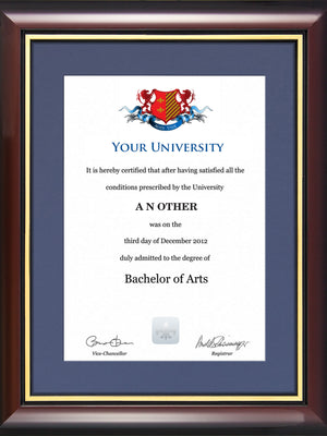 York St John University Degree / Certificate Display Frame - Traditional Style