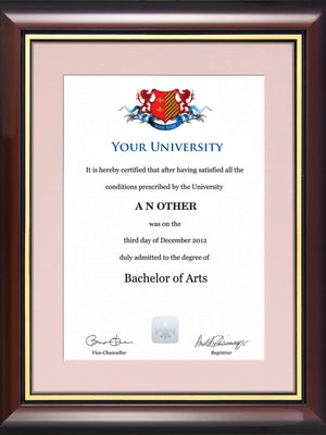 University of Lincoln Degree / Certificate Display Frame - Traditional Style