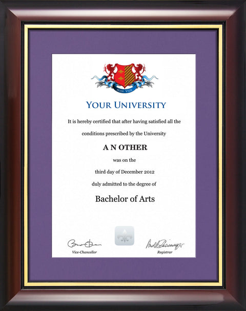 University of Northampton Degree / Certificate Display Frame - Traditional Style