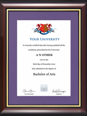 University College Birmingham Degree / Certificate Display Frame - Traditional Style