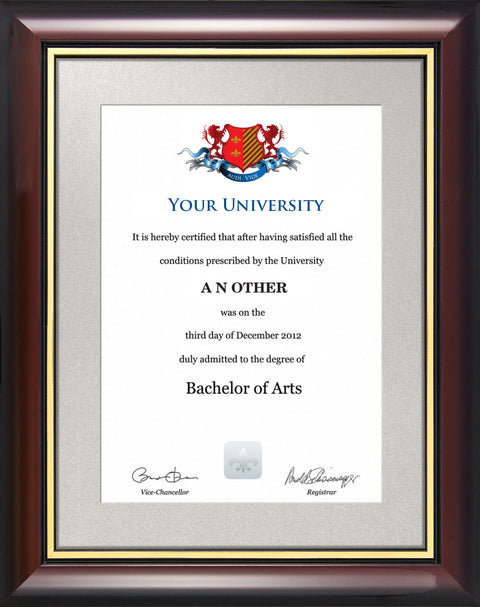University of Chichester Degree / Certificate Display Frame - Traditional Style