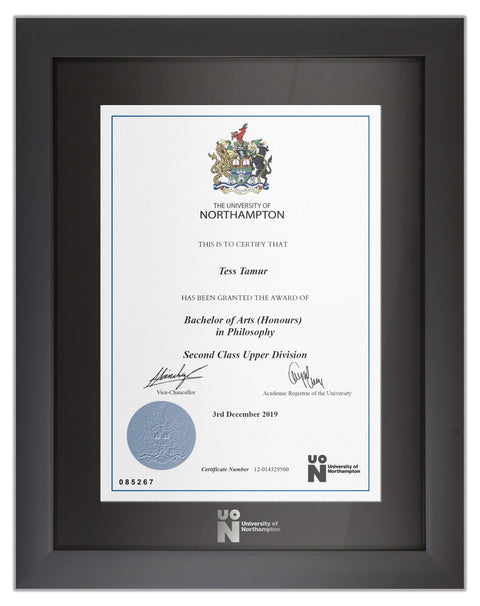 University of Northampton | Branded Certificate Display Frame - Modern Style