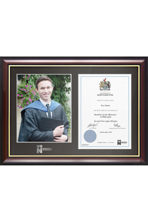 University of Northampton | Embossed Dual Graduation Certificate and Photo Frame - Traditional Style
