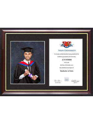 Glyndŵr University, Wrexham - Dual Graduation Certificate and Photo Frame - Traditional Style