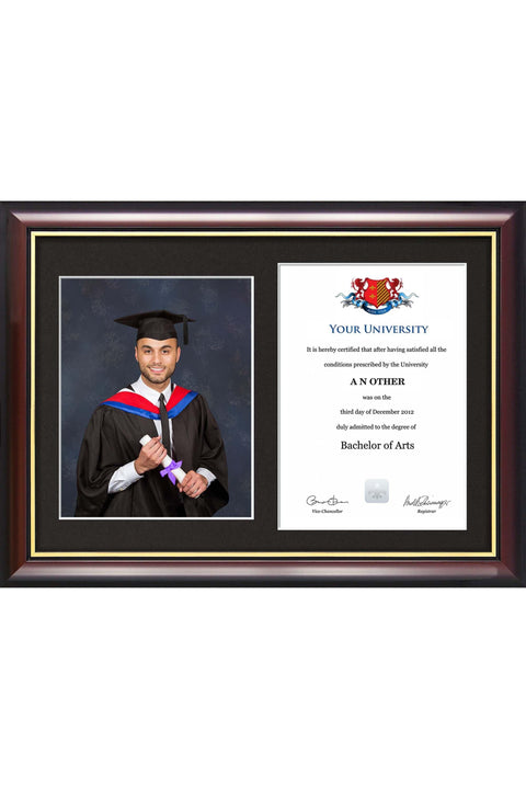 University of Portsmouth - Dual Graduation Certificate and Photo Frame - Traditional Style