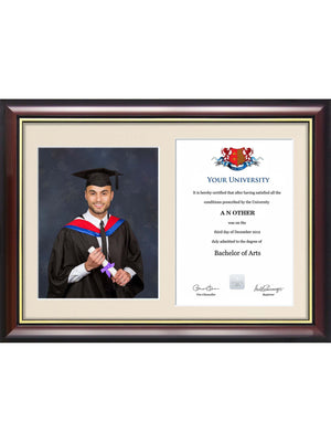 Bangor University - Dual Graduation Certificate and Photo Frame - Traditional Style