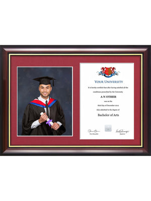 University of Central Lancaster (UCLAN) - Dual Graduation Certificate and Photo Frame - Traditional Style