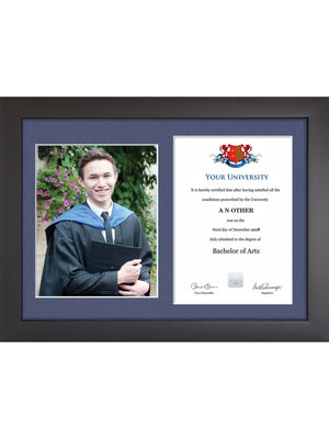 University of East Anglia, Norwich - Dual Graduation Certificate and Photo Frame - Modern Style