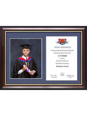 Dual Graduation Certificate and Photo Frame - Traditional Style