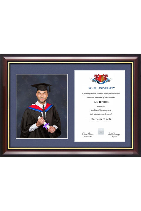University of Wolverhampton - Dual Graduation Certificate and Photo Frame - Traditional Style