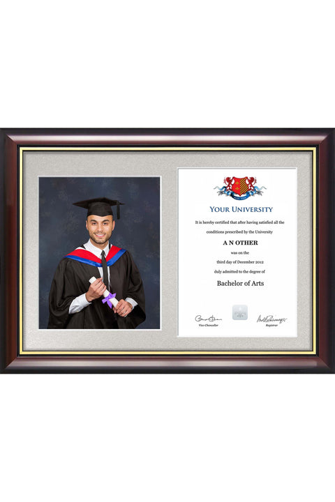 University of Leicester - Dual Graduation Certificate and Photo Frame - Traditional Style