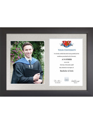 Queen's University Belfast - Dual Graduation Certificate and Photo Frame - Modern Style