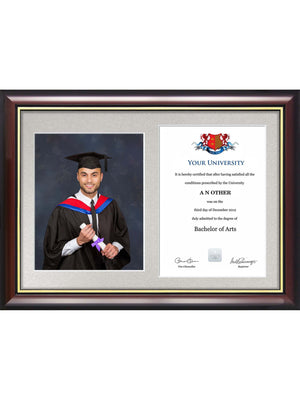 University of Gloucestershire - Dual Graduation Certificate and Photo Frame - Traditional Style