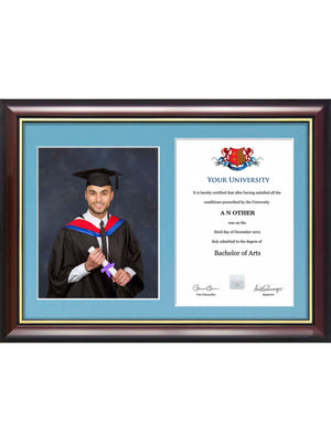 University of Wales - Dual Graduation Certificate and Photo Frame - Traditional Style